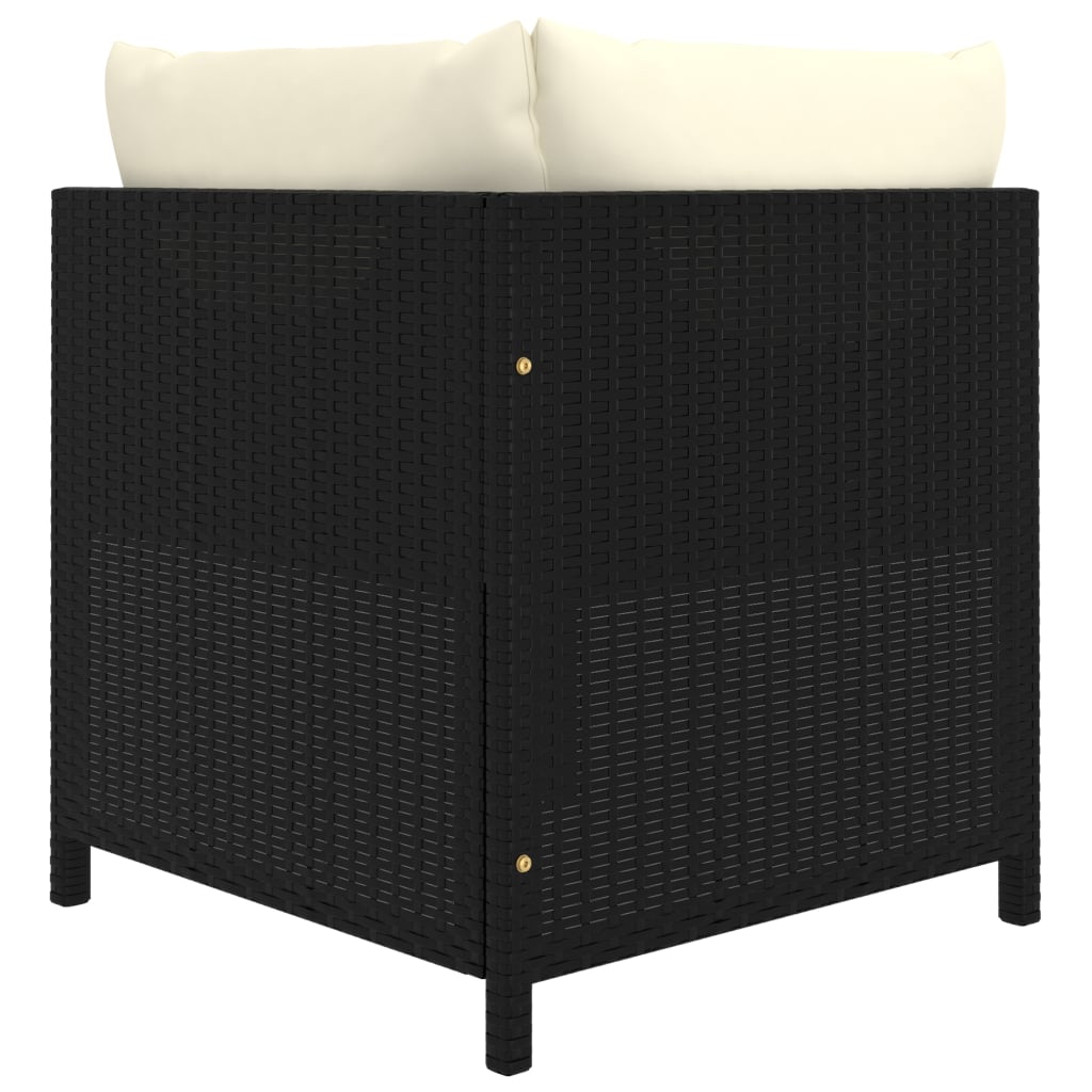 11-tlg. Garten-Lounge-Set mit Kissen Poly Rattan Schwarz