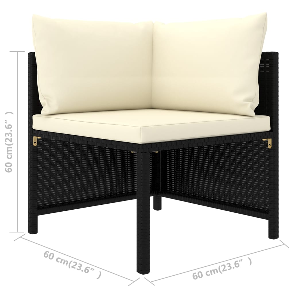 12-tlg. Garten-Lounge-Set mit Kissen Poly Rattan Schwarz