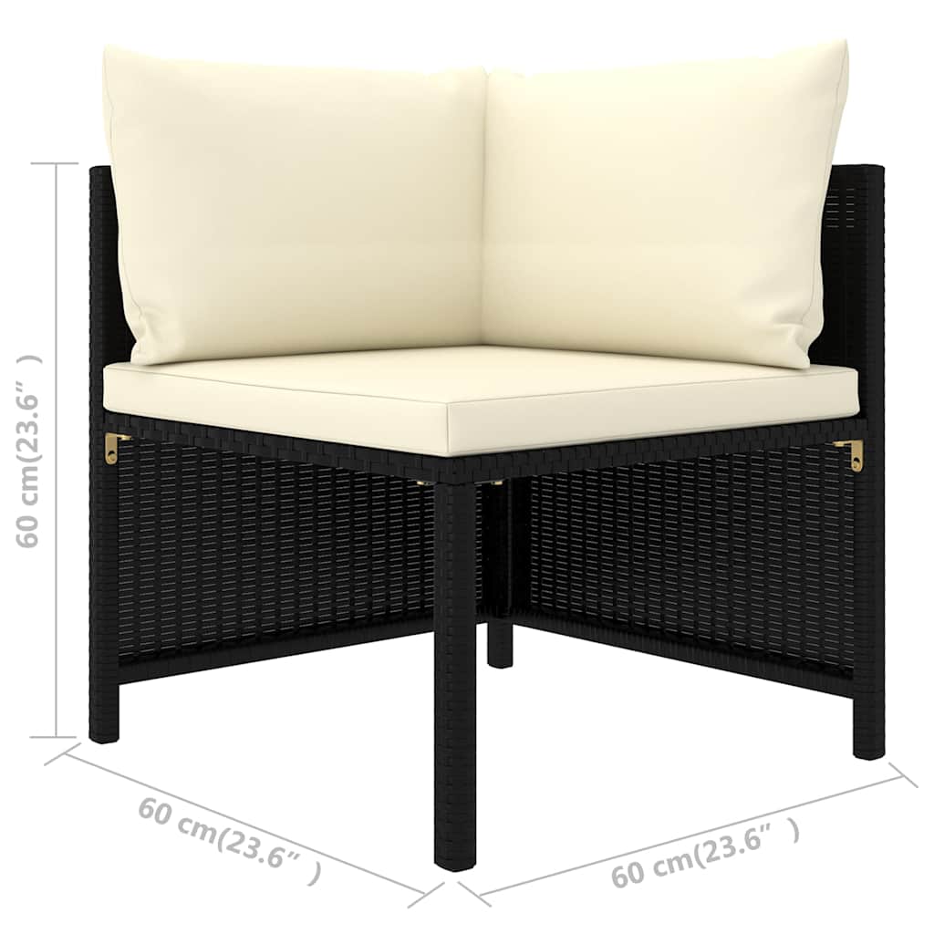 12-tlg. Garten-Lounge-Set mit Kissen Poly Rattan Schwarz