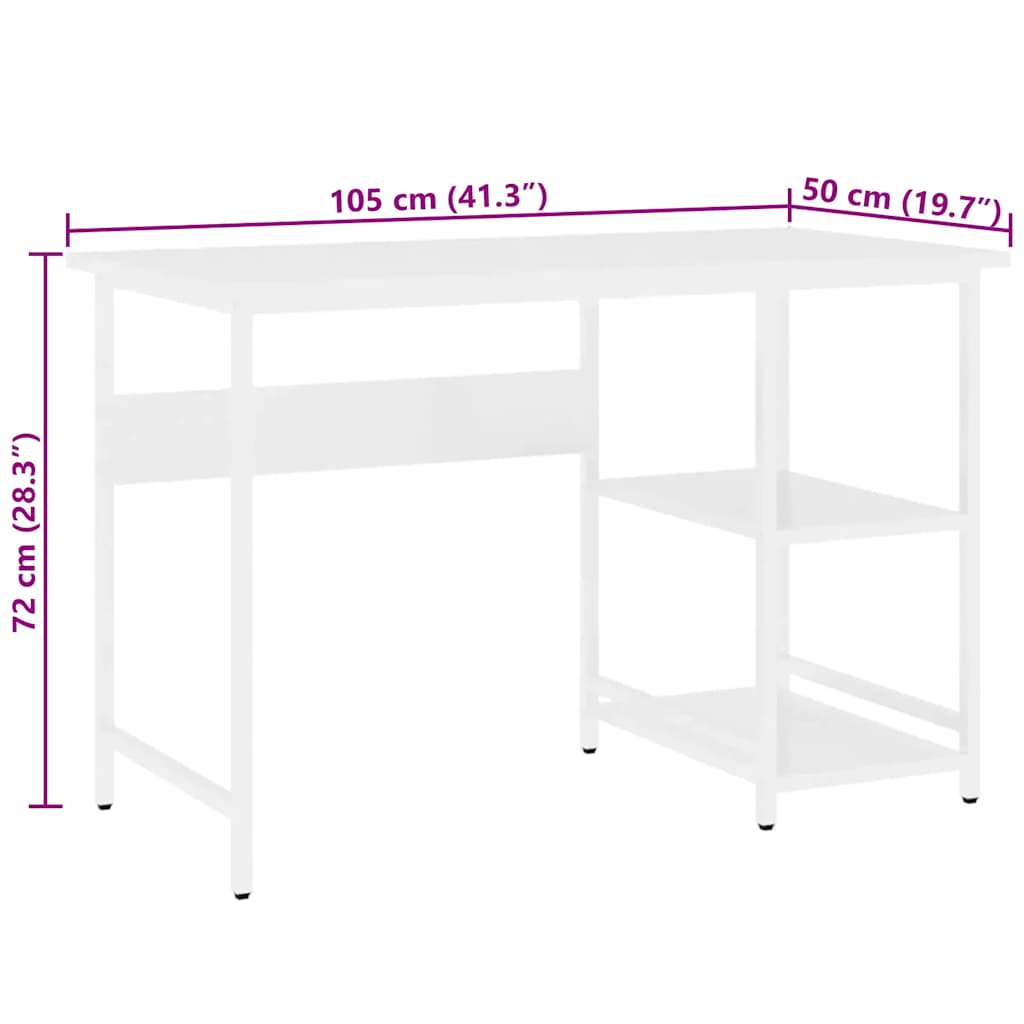 Computertisch Weiß 105x50x72 cm MDF und Metall