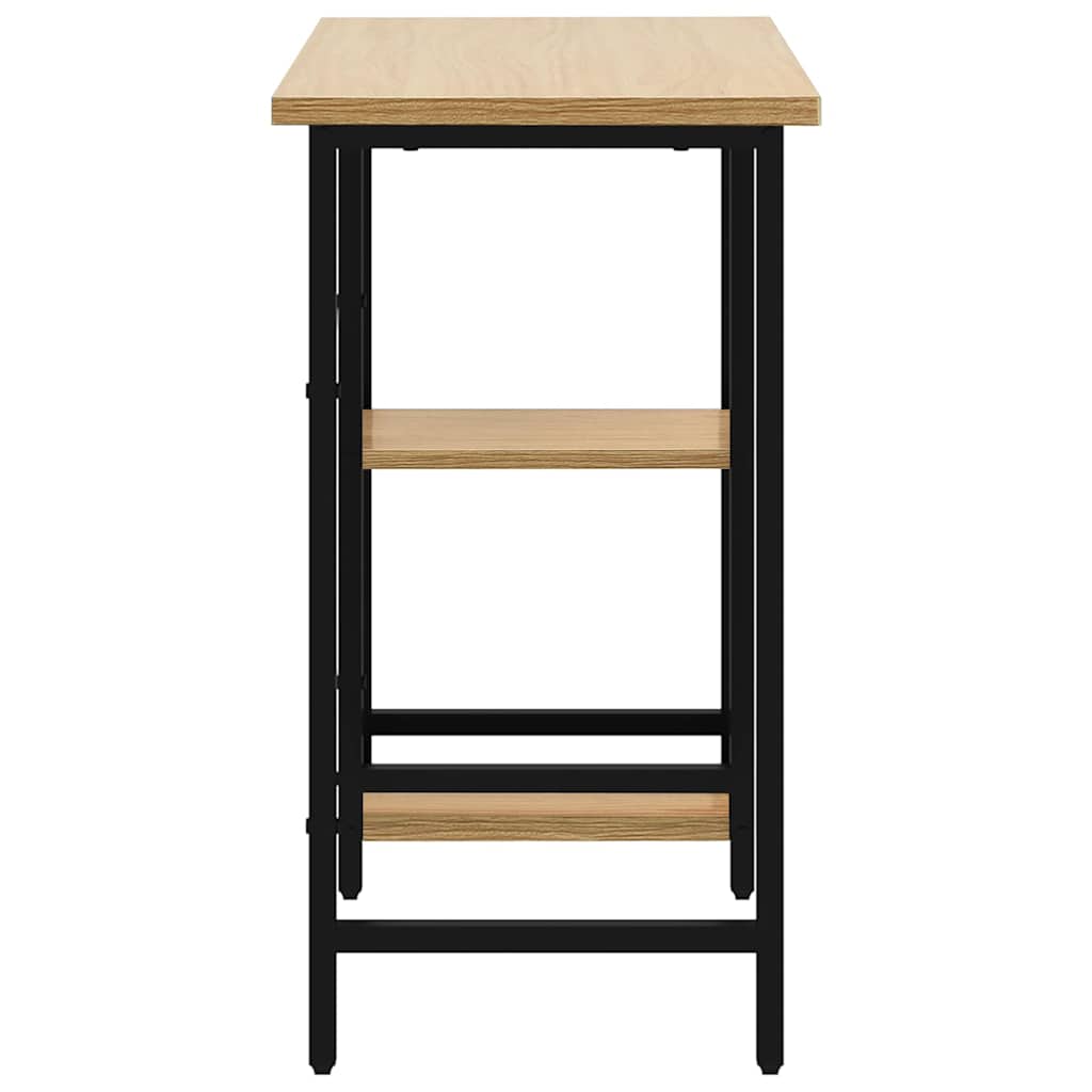 Computertisch Schwarz und Eiche Hell 80x40x72 cm MDF und Metall