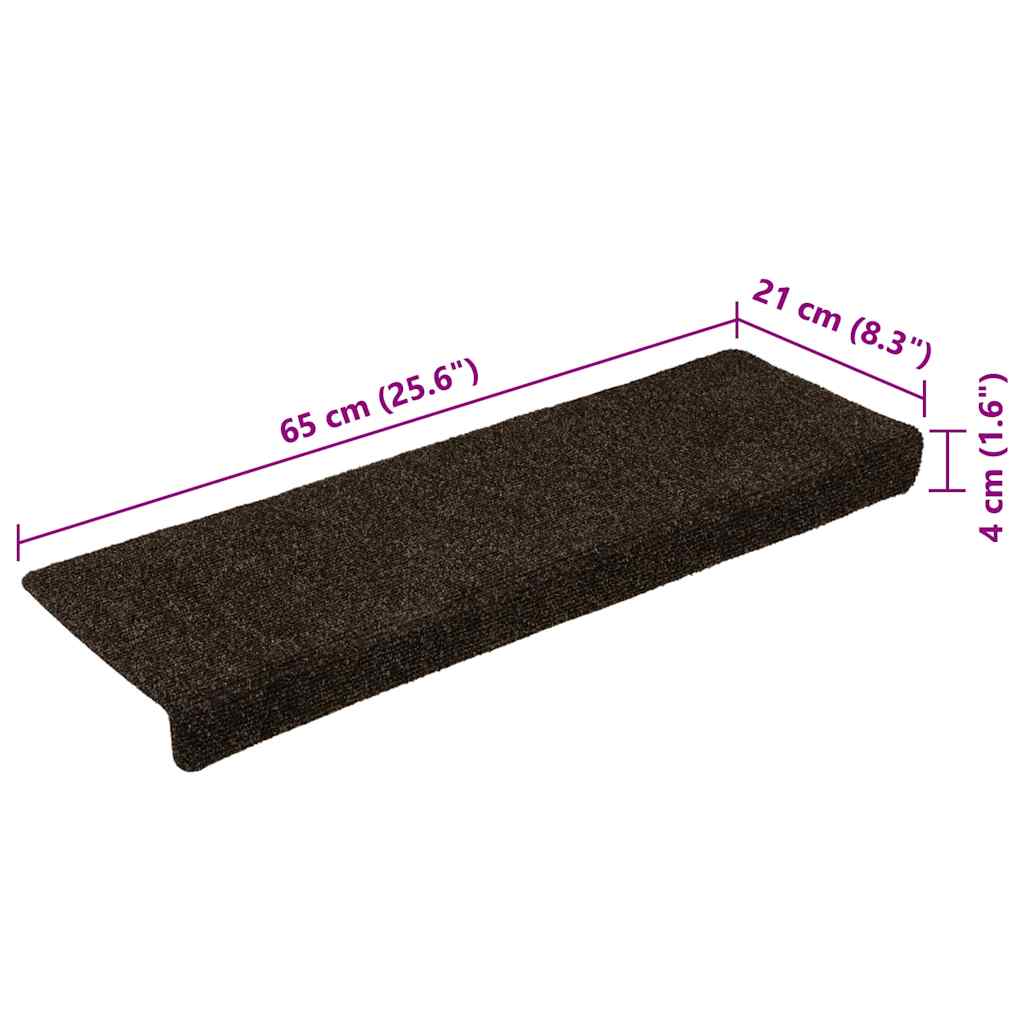 Stufenmatten Selbstklebend 15 Stk. 65x21x4 cm Dunkelbraun