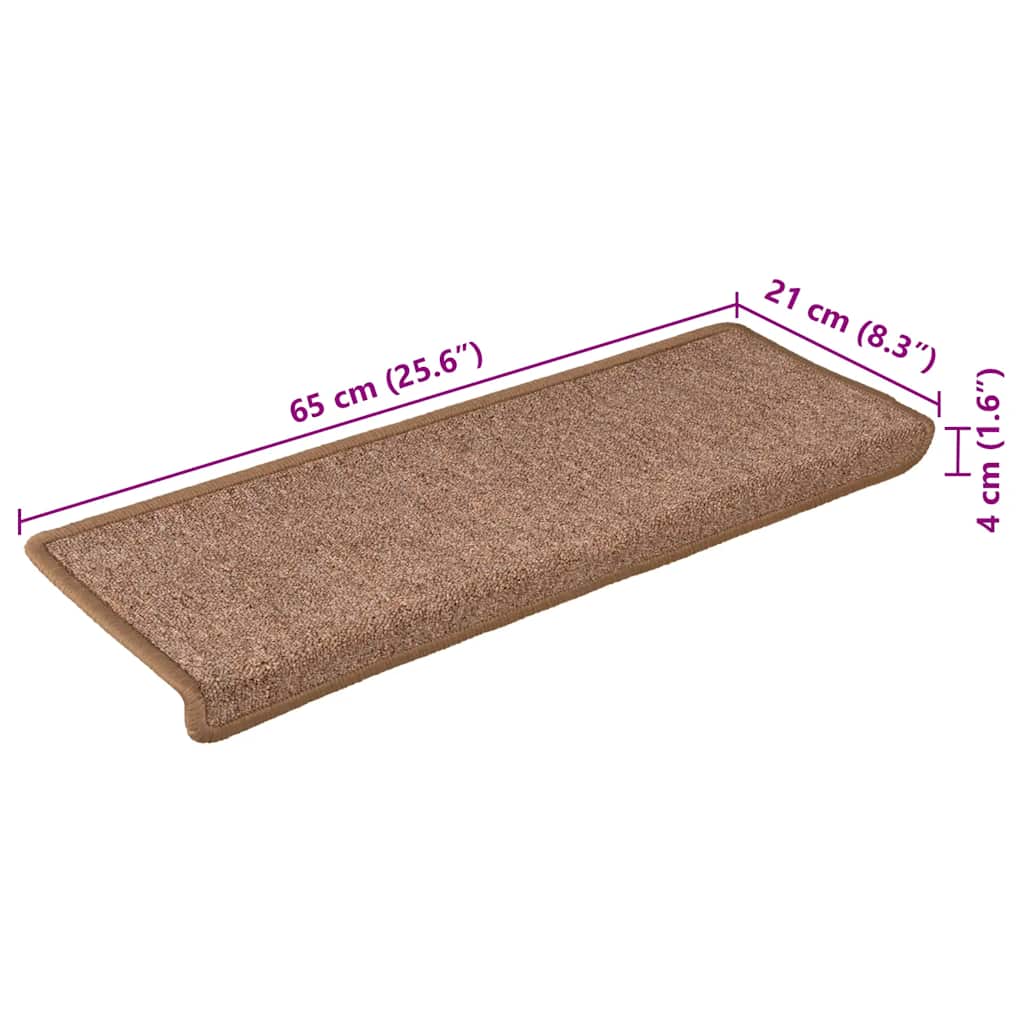 Stufenmatten 15 Stk. 65x21x4 cm Braun Rechteckiger Rand