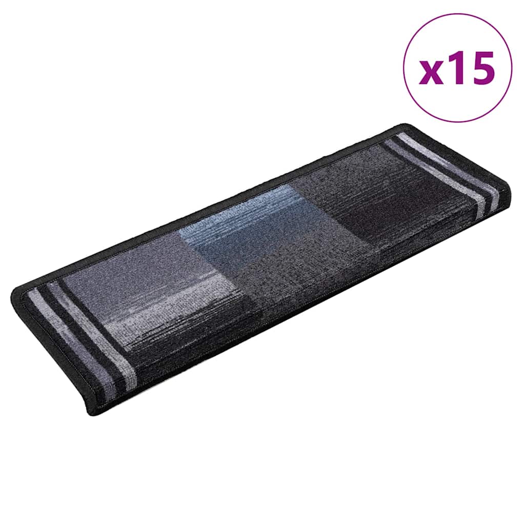Stufenmatten Selbstklebend 15 Stk. 65x21x4 cm Schwarz und Grau