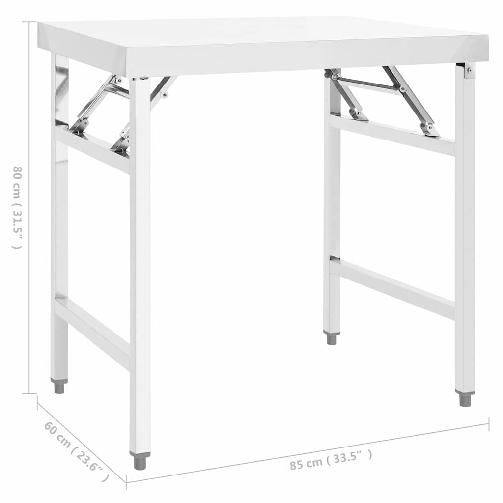 Küchen-Arbeitstisch Klappbar 85x60x80 cm Edelstahl