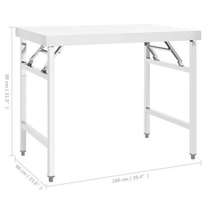 Küchen-Arbeitstisch Klappbar 100x60x80 cm Edelstahl