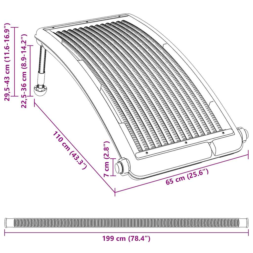 Gebogene Solar-Heizpaneele für Pool 2 Stk. 110x65 cm