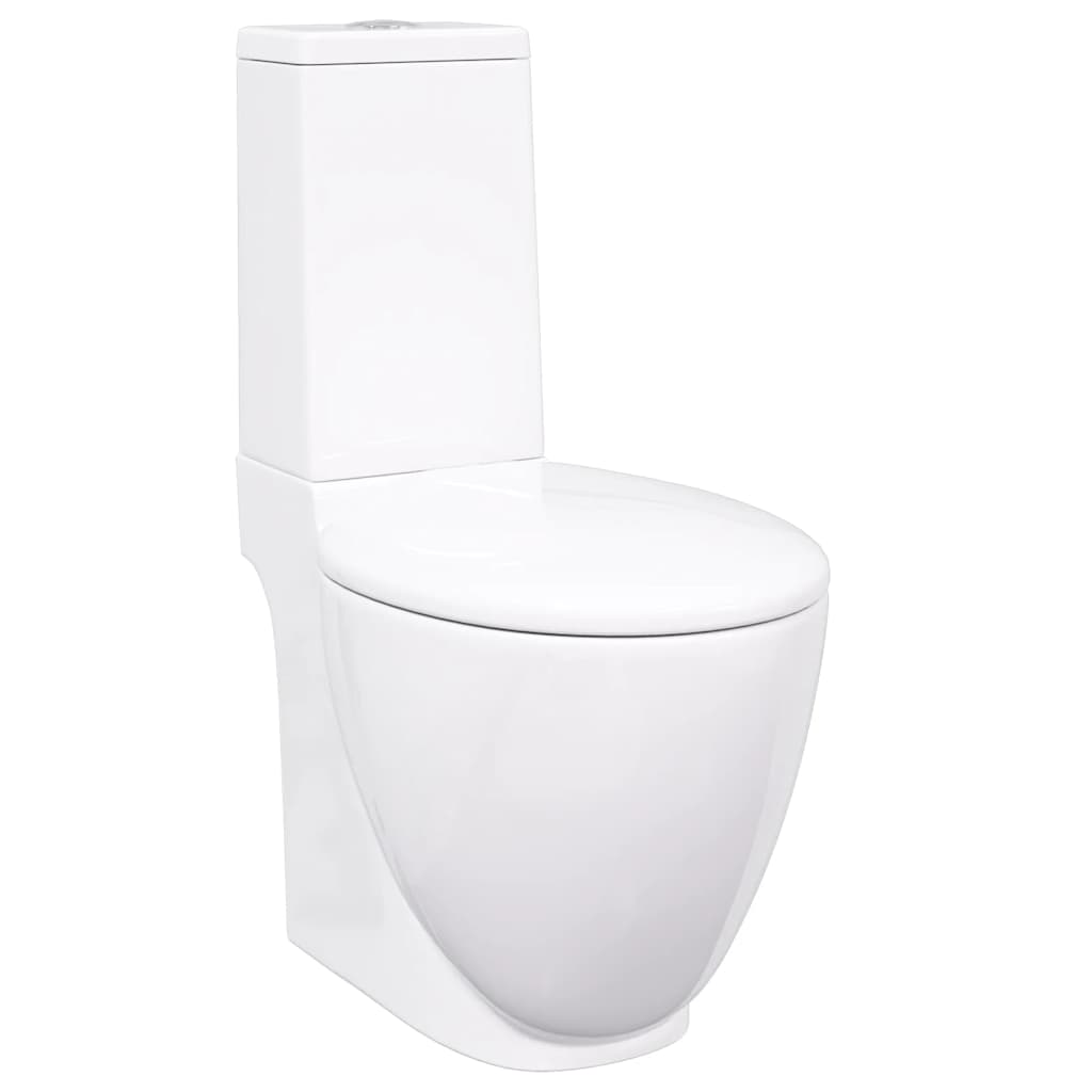 WC Keramik-Toilette Badezimmer Rund Senkrechter Abgang Weiß