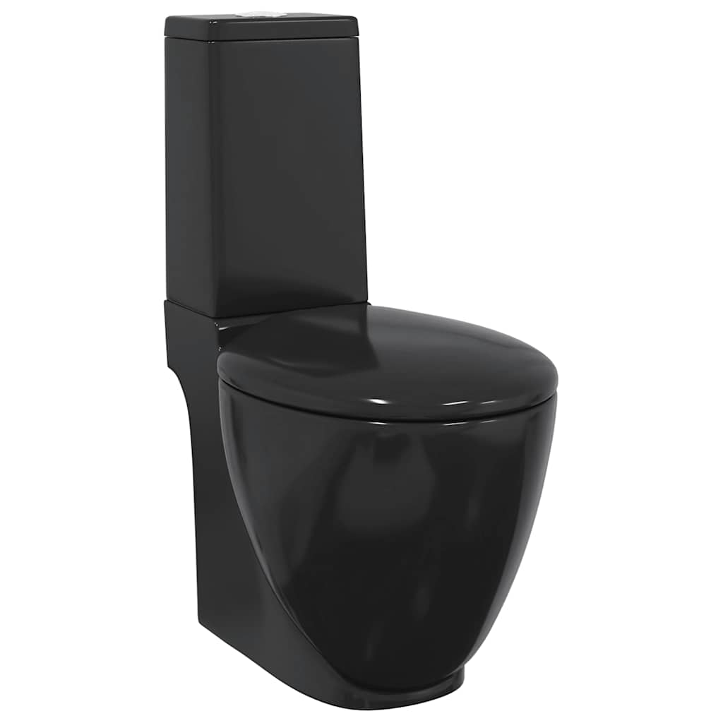 WC Keramik-Toilette Badezimmer Rund Senkrechter Abgang Schwarz