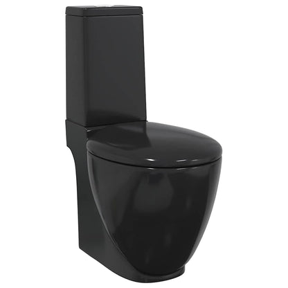 WC Keramik-Toilette Badezimmer Rund Senkrechter Abgang Schwarz