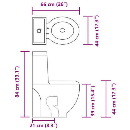WC Keramik-Toilette Badezimmer Rund Senkrechter Abgang Schwarz