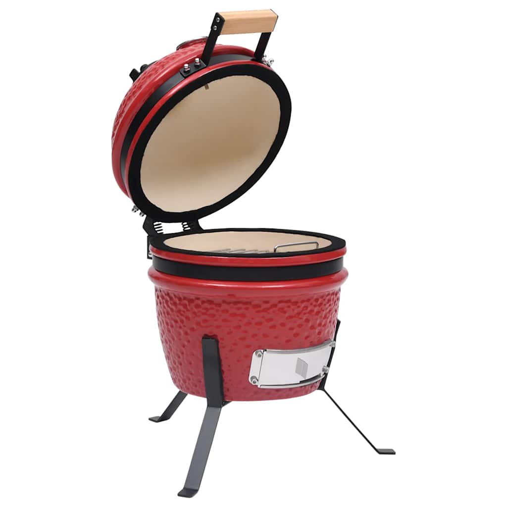 Fumoir Kamado 2 en 1 en céramique 56 cm Rouge