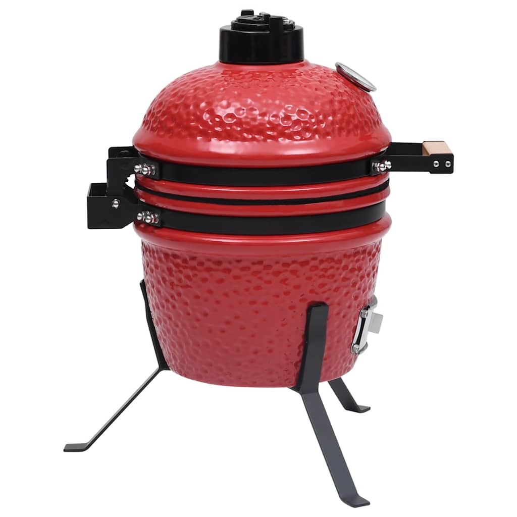 Fumoir Kamado 2 en 1 en céramique 56 cm Rouge