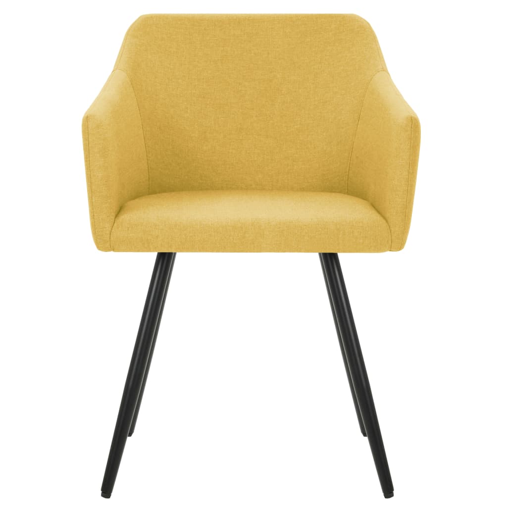 Chaises de salle à manger, 4 pièces, tissu jaune