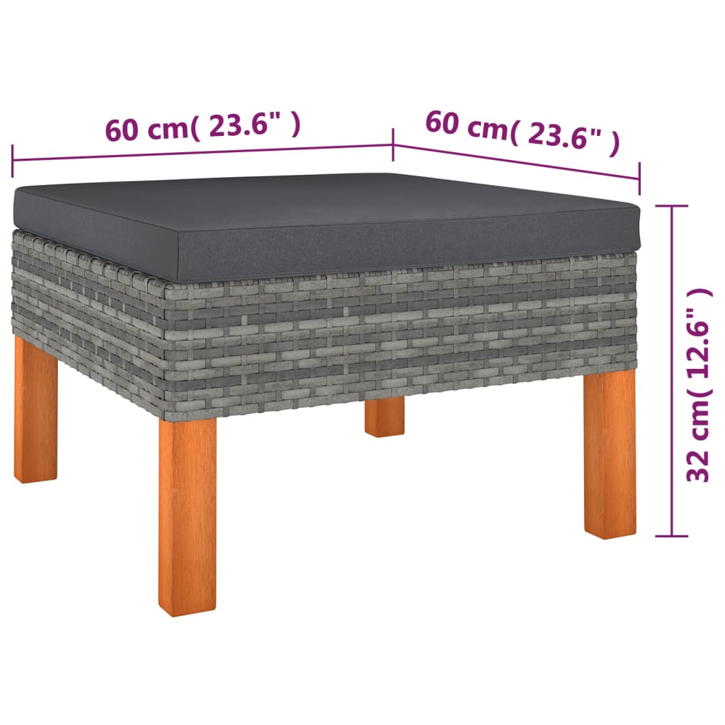 6-tlg. Garten-Lounge-Set mit Kissen Poly Rattan Grau
