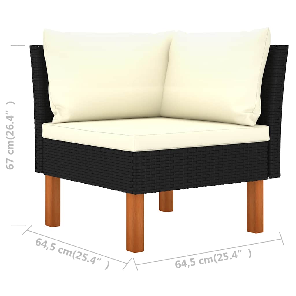 7-tlg. Garten-Lounge-Set mit Kissen Poly Rattan Schwarz