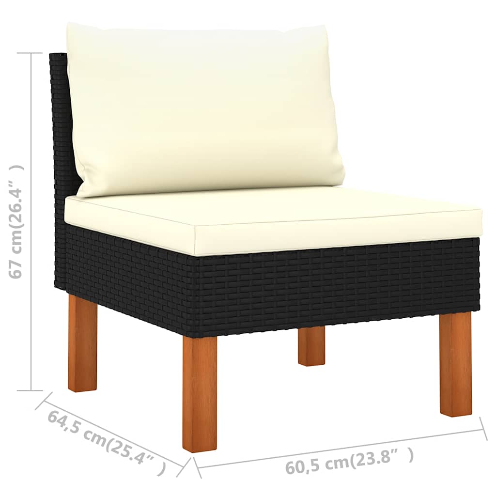 7-tlg. Garten-Lounge-Set mit Kissen Poly Rattan Schwarz
