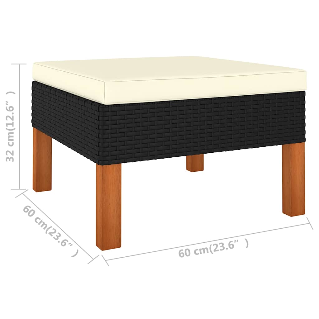 7-tlg. Garten-Lounge-Set mit Kissen Poly Rattan Schwarz