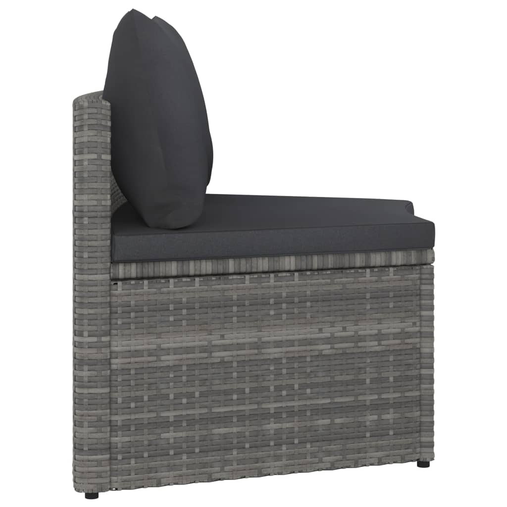 5-tlg. Garten-Sofagarnitur mit Auflagen Poly Rattan Grau