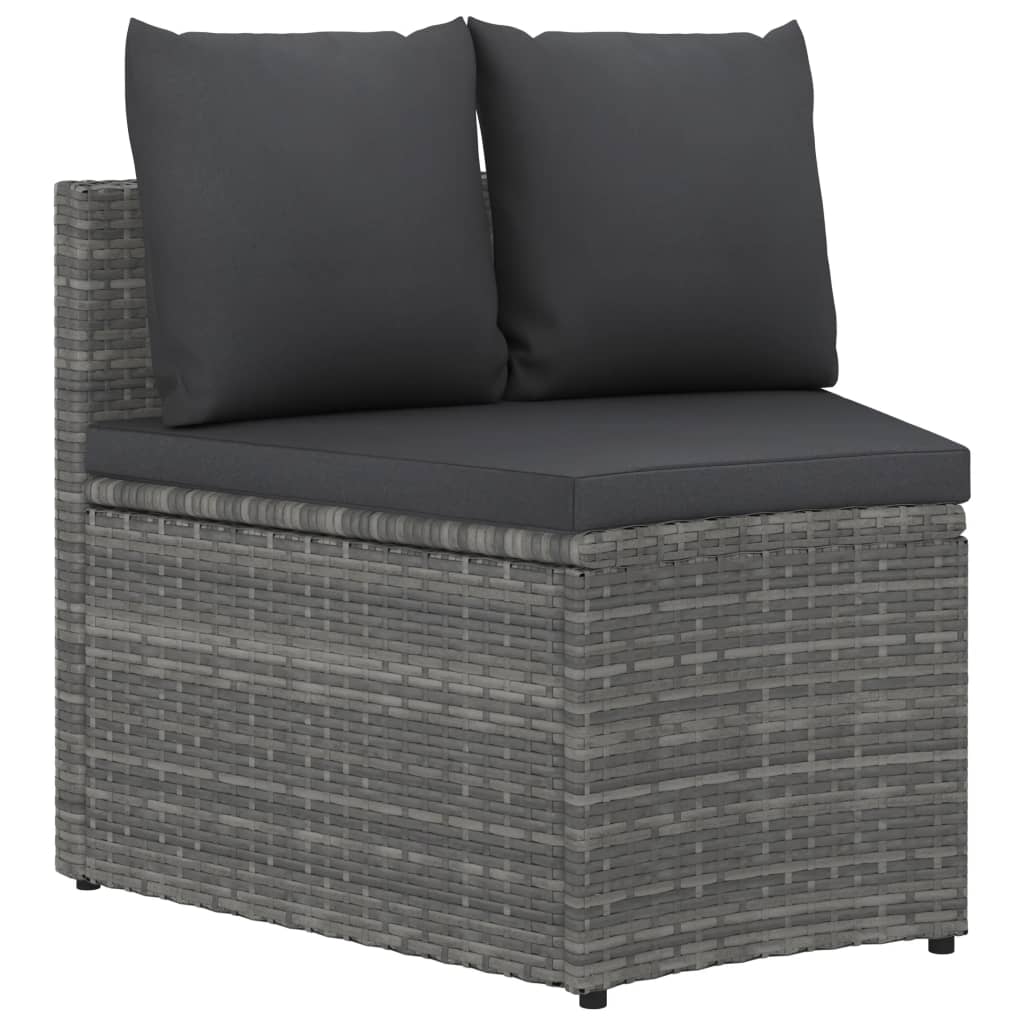 5-tlg. Garten-Sofagarnitur mit Auflagen Poly Rattan Grau