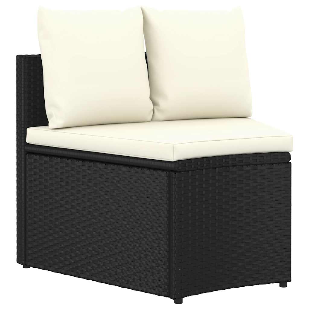 4-tlg. Garten-Sofagarnitur mit Auflagen Poly Rattan Schwarz