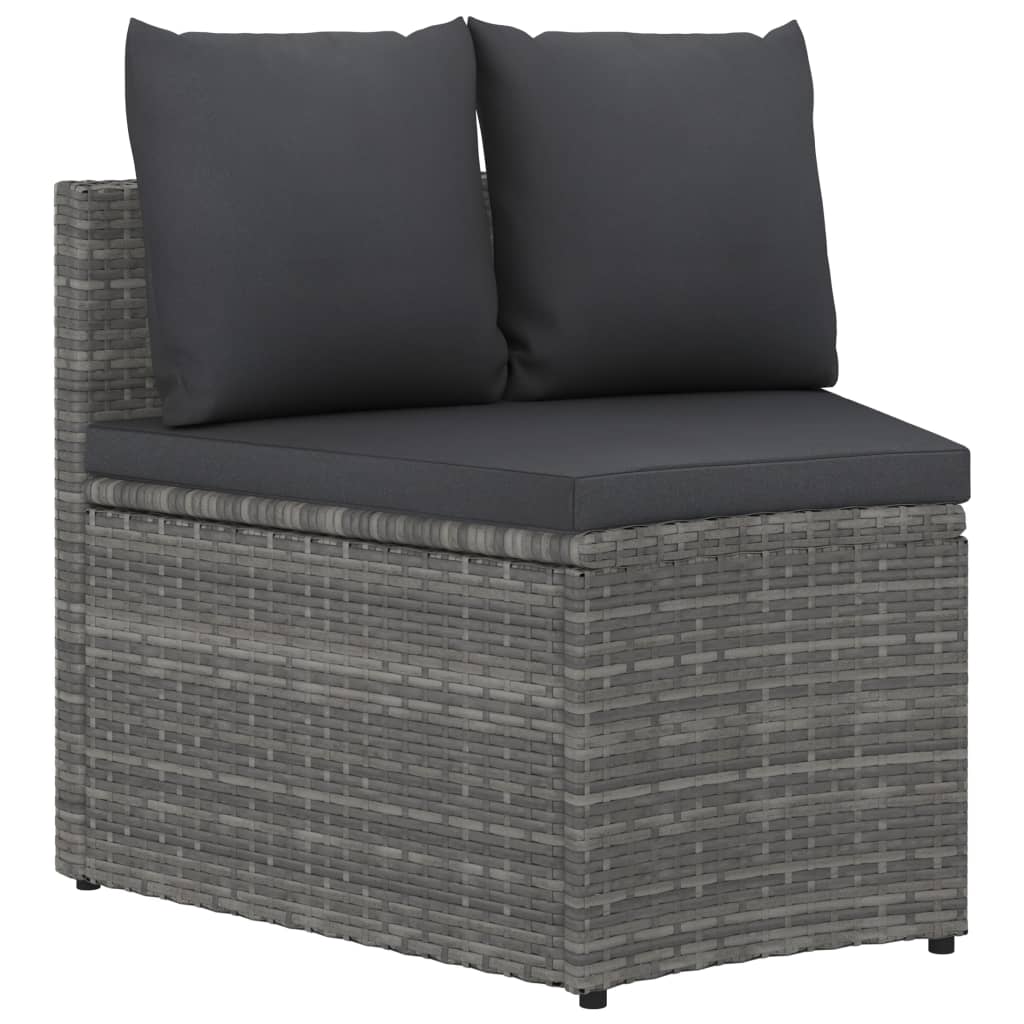 4-tlg. Garten-Sofagarnitur mit Auflagen Poly Rattan Grau