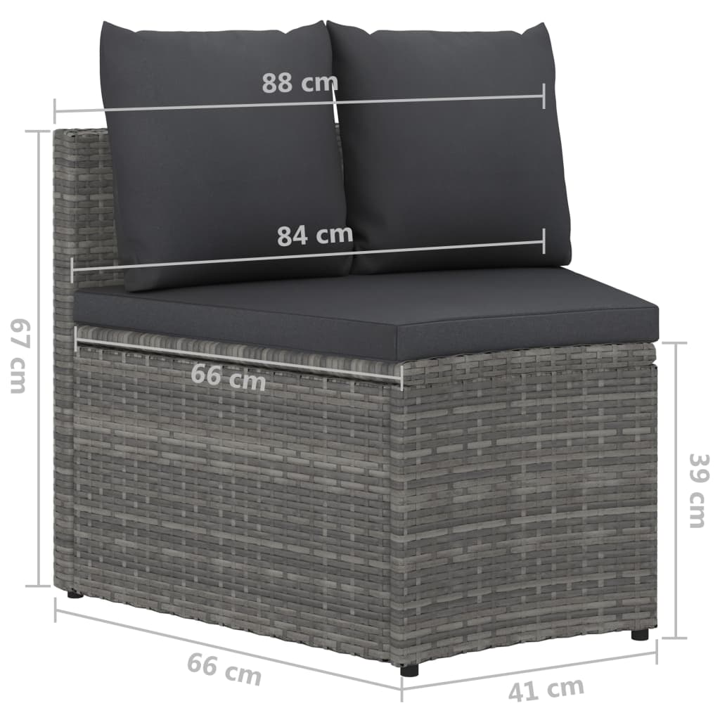 4-tlg. Garten-Sofagarnitur mit Auflagen Poly Rattan Grau