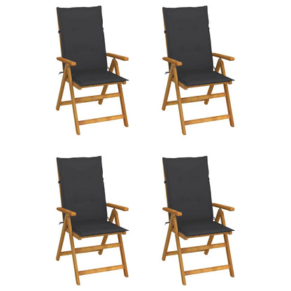 Klappstühle Verstellbar 4 Stk. mit Auflagen Massivholz Akazie