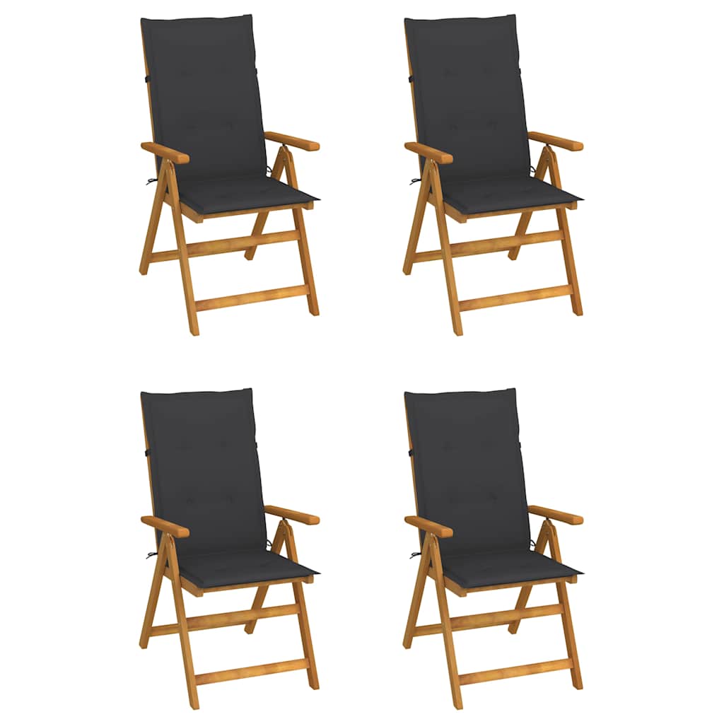 Klappstühle Verstellbar 4 Stk. mit Auflagen Massivholz Akazie