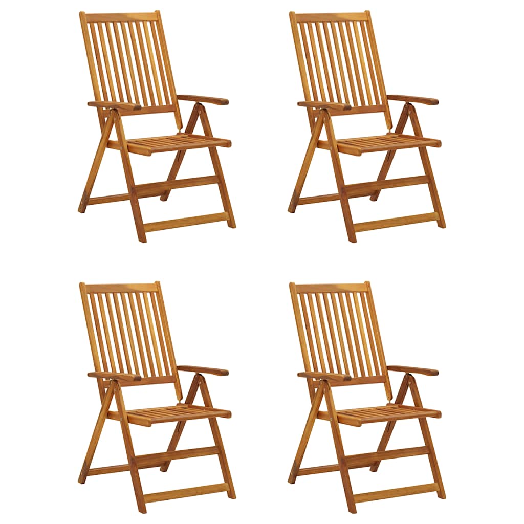 4er-Set verstellbare Klappstühle mit Kissen aus massivem Akazienholz