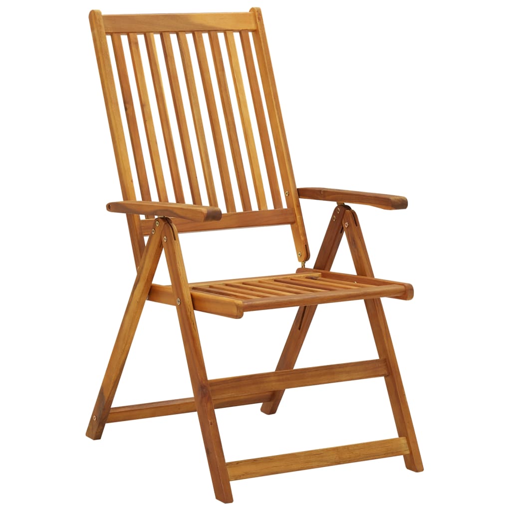 4er-Set verstellbare Klappstühle mit Kissen aus massivem Akazienholz