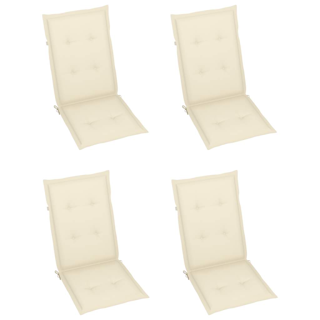4er-Set verstellbare Klappstühle mit Kissen aus massivem Akazienholz