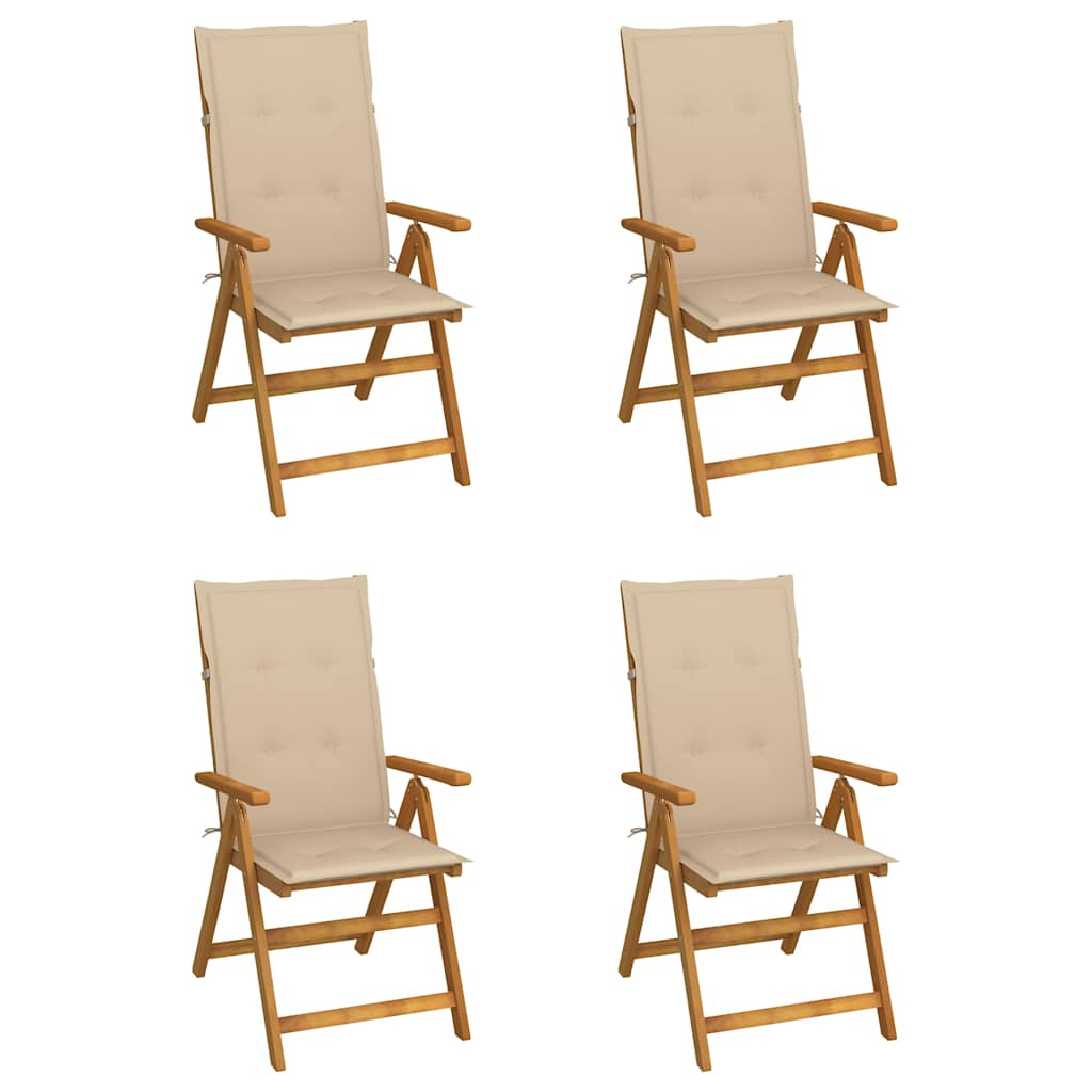 Klappstühle Verstellbar 4 Stk. mit Auflagen Massivholz Akazie