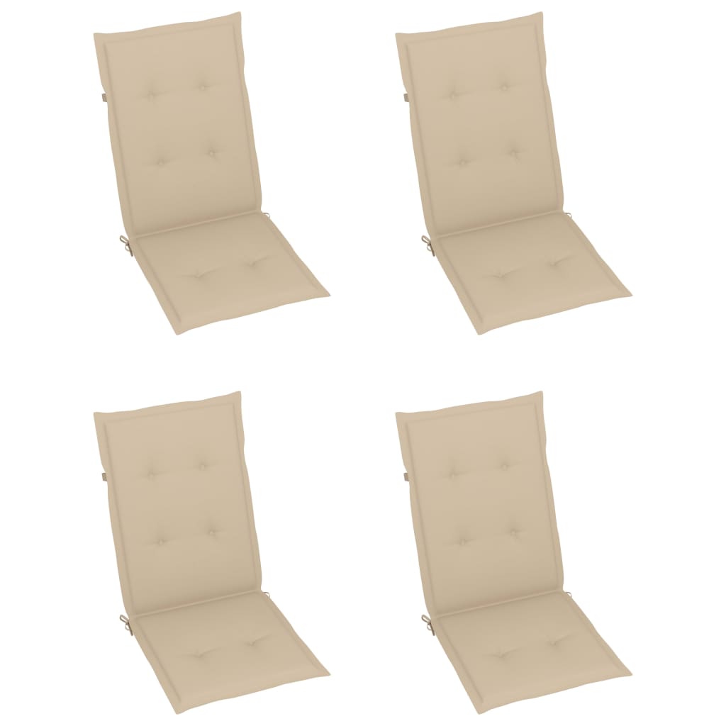 4er-Set verstellbare Klappstühle mit Kissen aus massivem Akazienholz