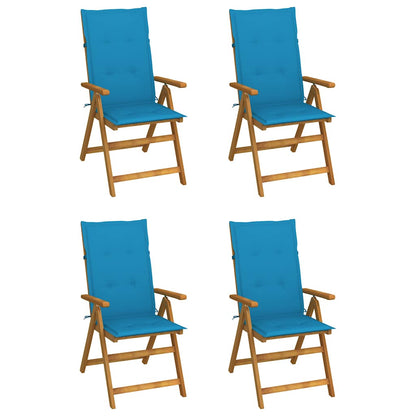 Klappstühle Verstellbar 4 Stk. mit Auflagen Massivholz Akazie