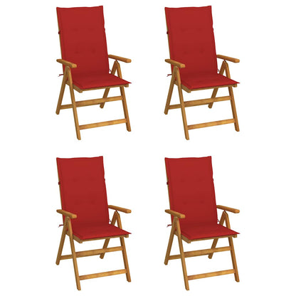 Klappstühle Verstellbar 4 Stk. mit Auflagen Massivholz Akazie