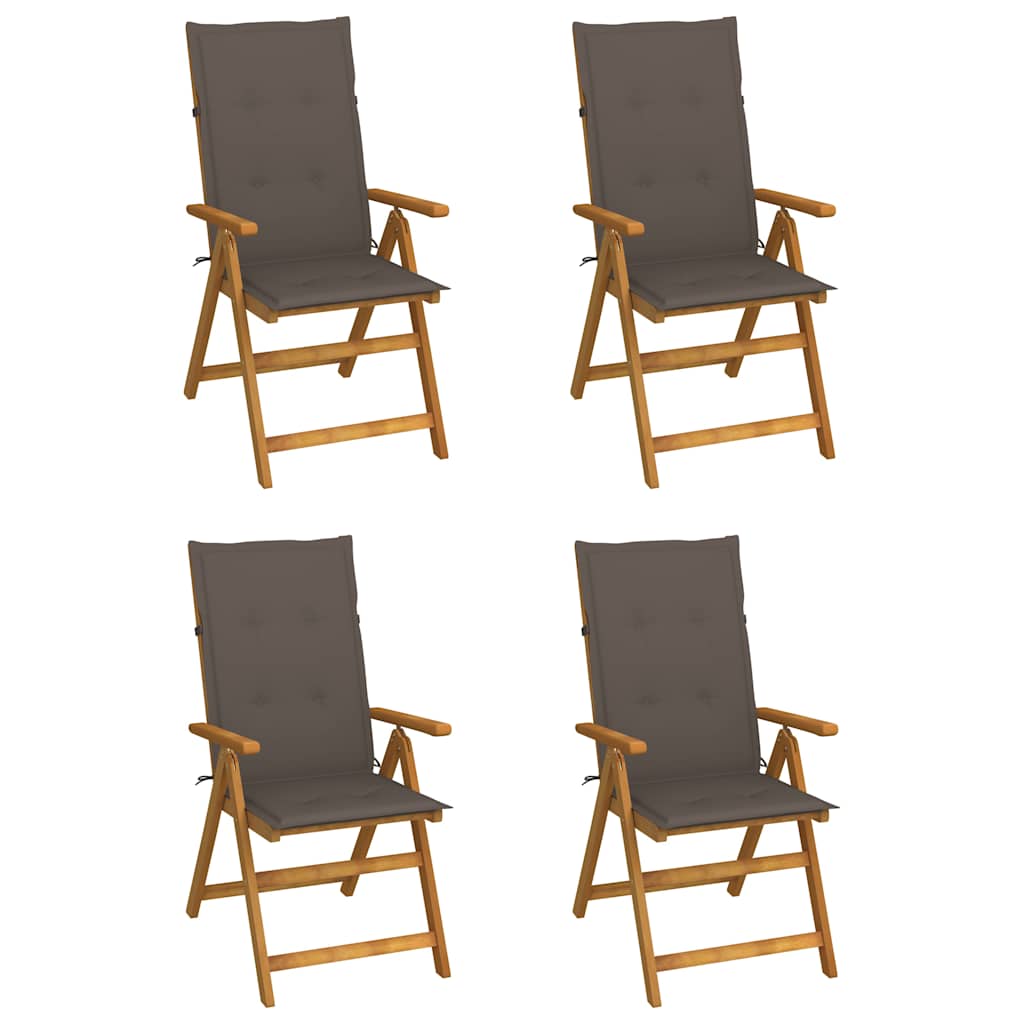 Klappstühle Verstellbar 4 Stk. mit Auflagen Massivholz Akazie