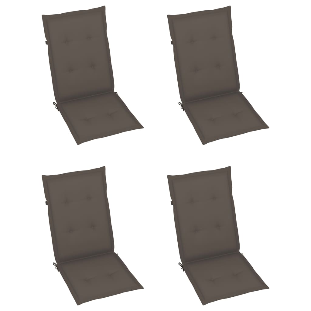 4er-Set verstellbare Klappstühle mit Kissen aus massivem Akazienholz
