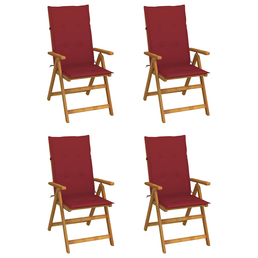 Klappstühle Verstellbar 4 Stk. mit Auflagen Massivholz Akazie