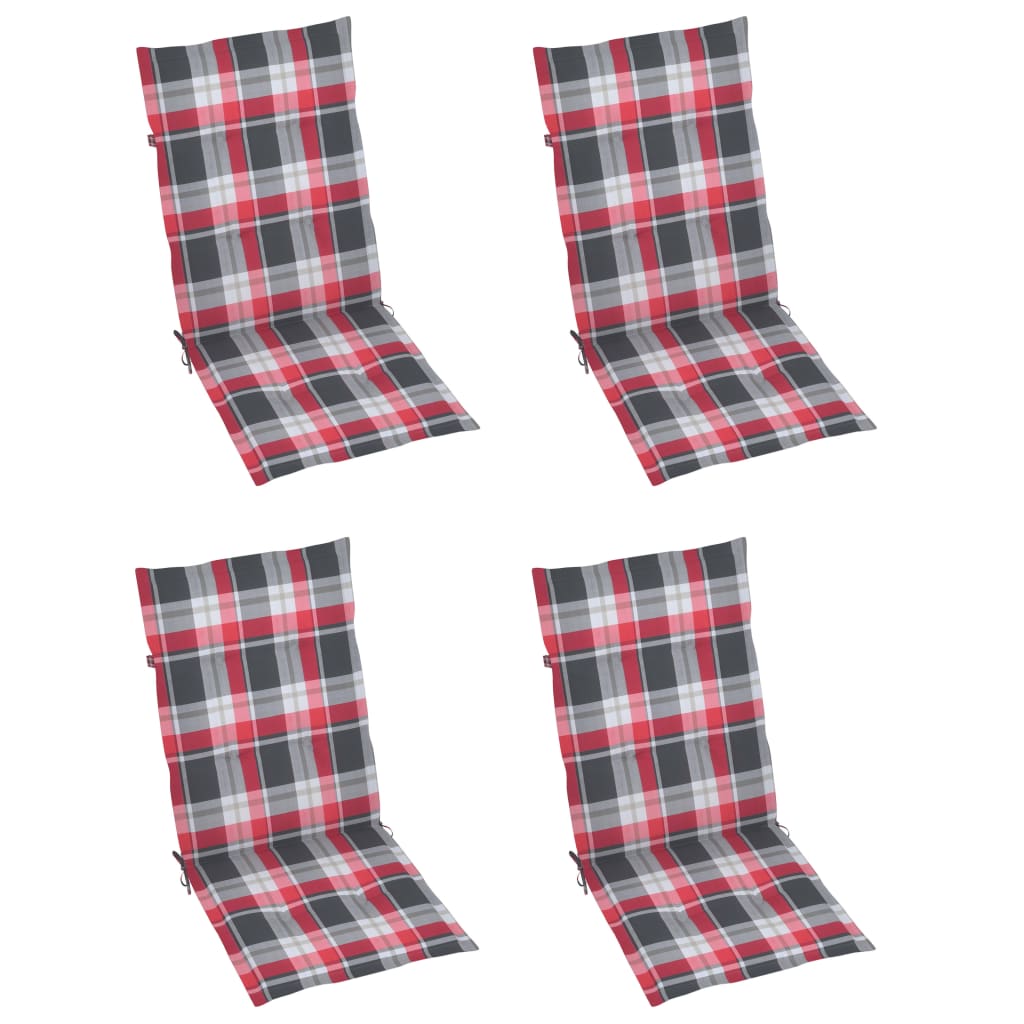 4er-Set verstellbare Klappstühle mit Kissen aus massivem Akazienholz