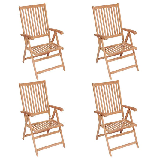 4-teiliges Set aus massivem Teakholz mit verstellbarer Rückenlehne