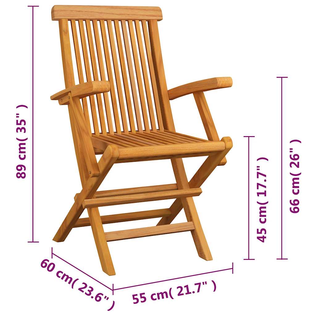 Klappstühle, 4 Stück, Massivholz Teakholz