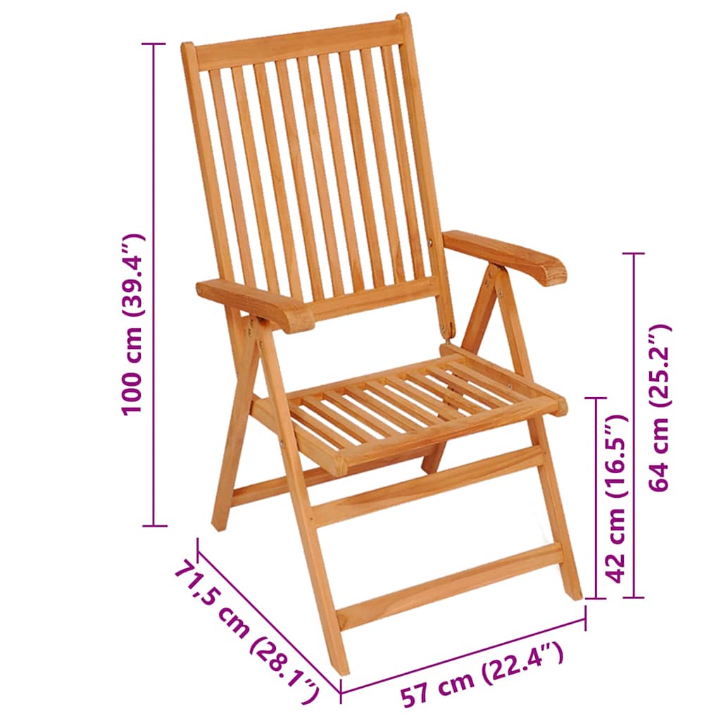 Klappstühle 4 Stk. mit Anthrazit Kissen Massivholz Teak