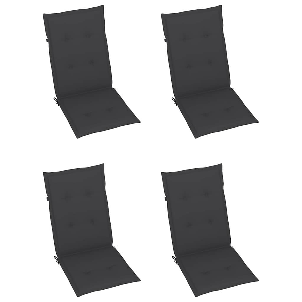Klappstühle 4 Stk. mit Anthrazit Kissen Massivholz Teak