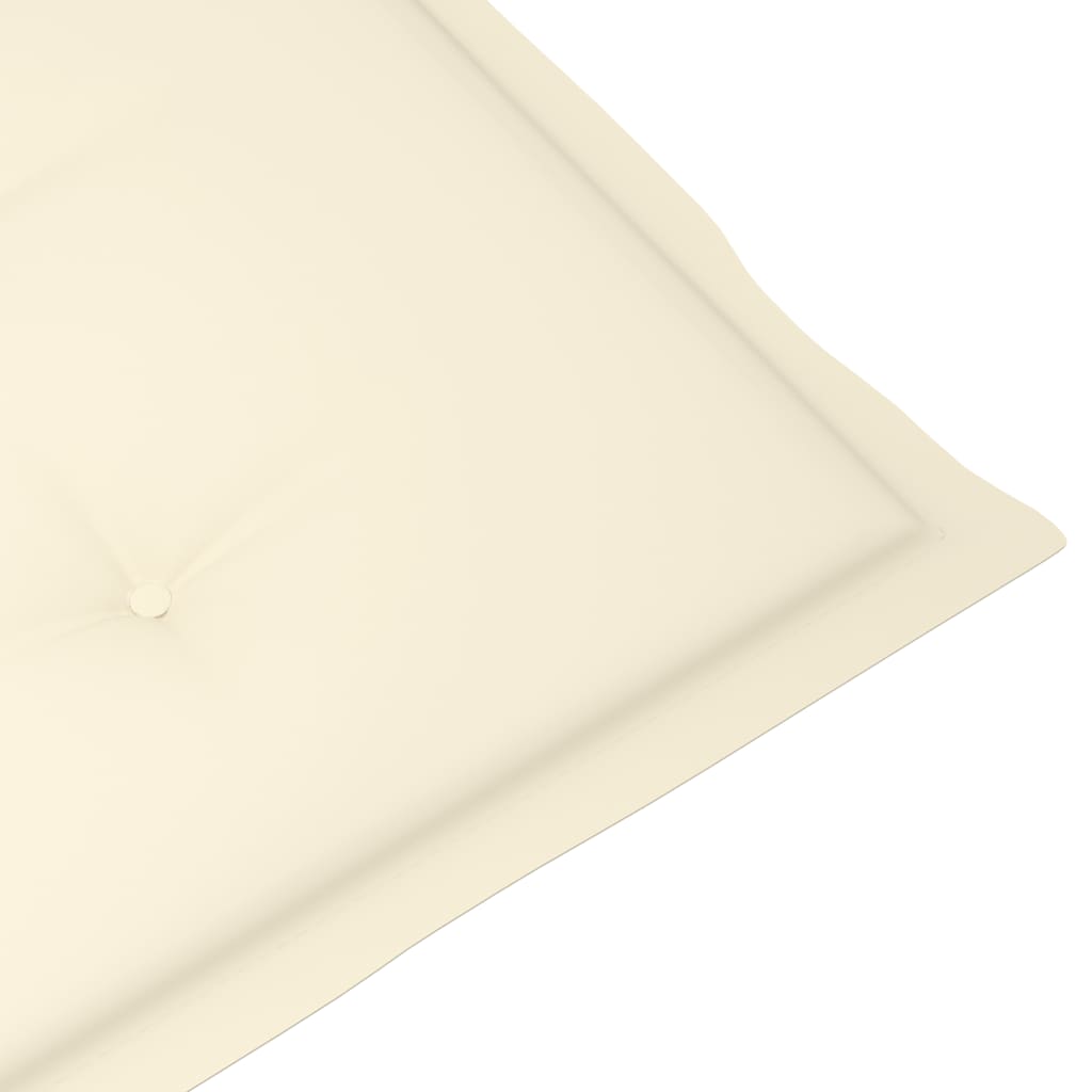 Klappstühle, 4er-Set mit cremefarbenen Kissen, aus massivem Teakholz