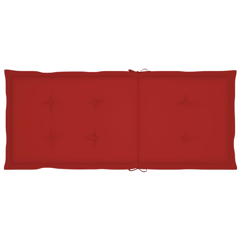 Klappstühle, 4er-Set mit roten Kissen, aus massivem Teakholz