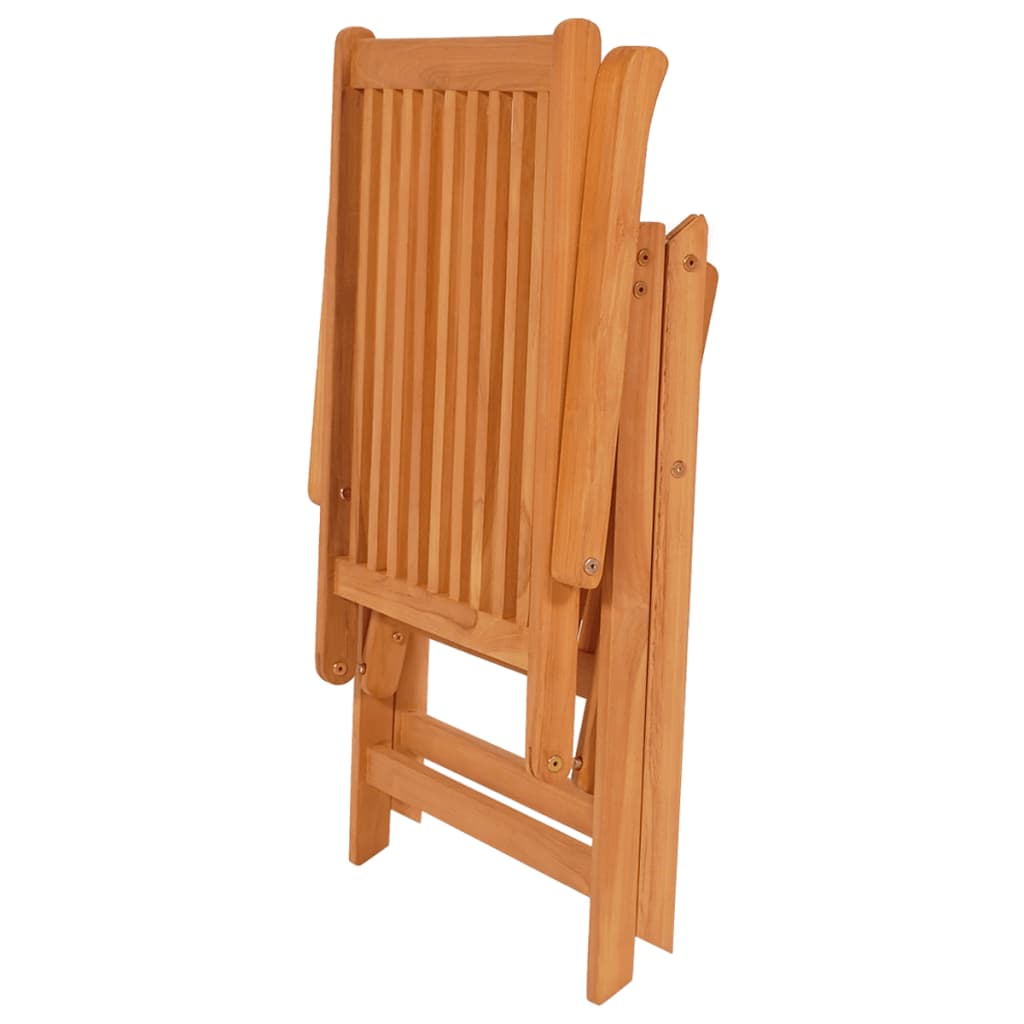 Klappstühle, 4er-Set, Kissen mit rotem Karomuster, Massivholz Teakholz
