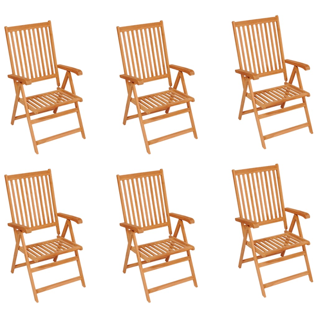 Gartenstühle 6 Stk. mit Hellgrünen Kissen Massivholz Teak