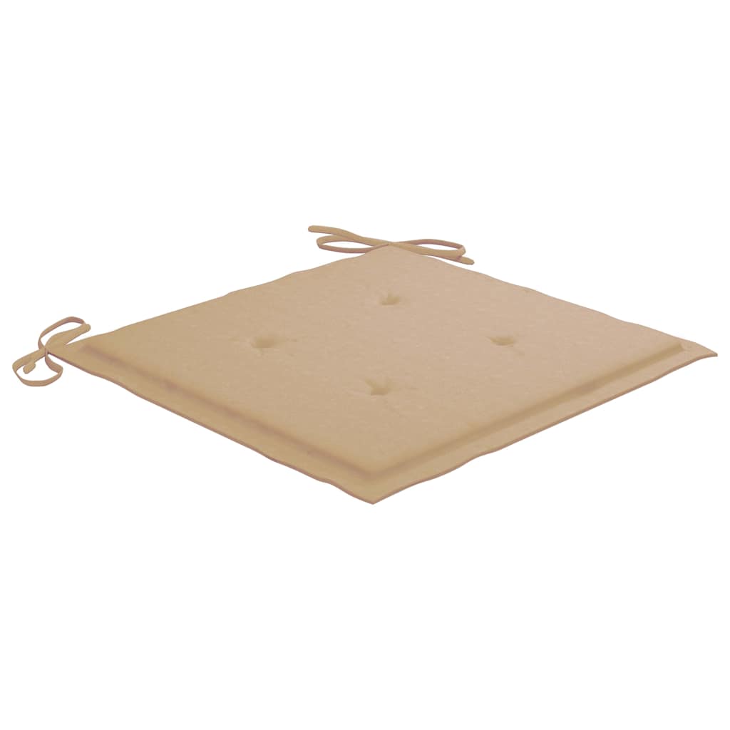 Klappstühle mit beigen Kissen, 6-teilig, Massivholz Teakholz