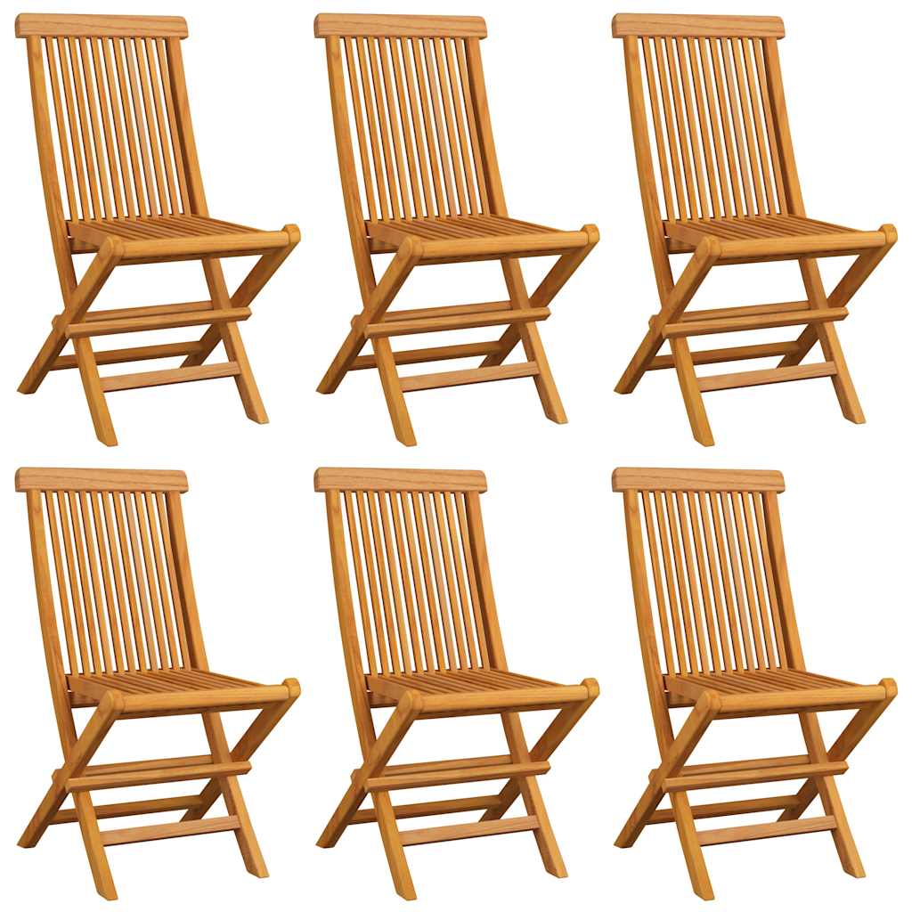Klappstühle mit Anthrazit Kissen 6 Stk. Massivholz Teak